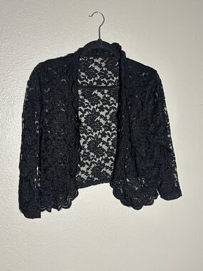 Y2K Black Lace Shrug Bolero Scalloped Edge Dark Romantic Whimsigoth Fairy Layer